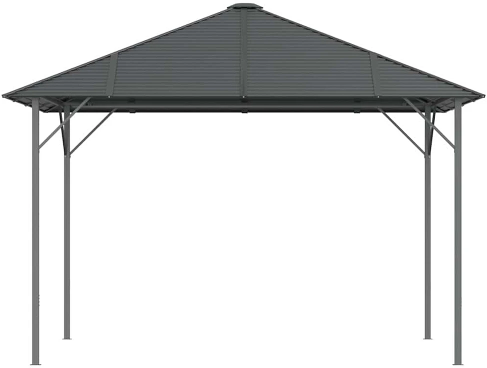Pavėsinė su stogu, antracito spalvos, 3x3m