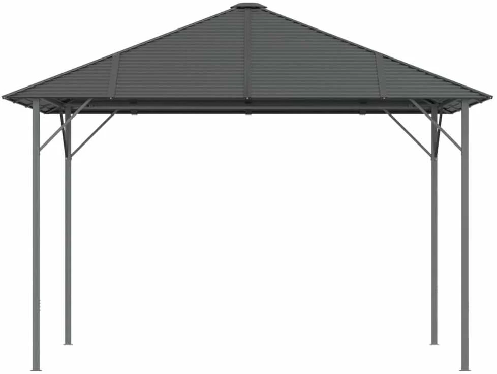 Pavėsinė su stogu, antracito spalvos, 3x3m