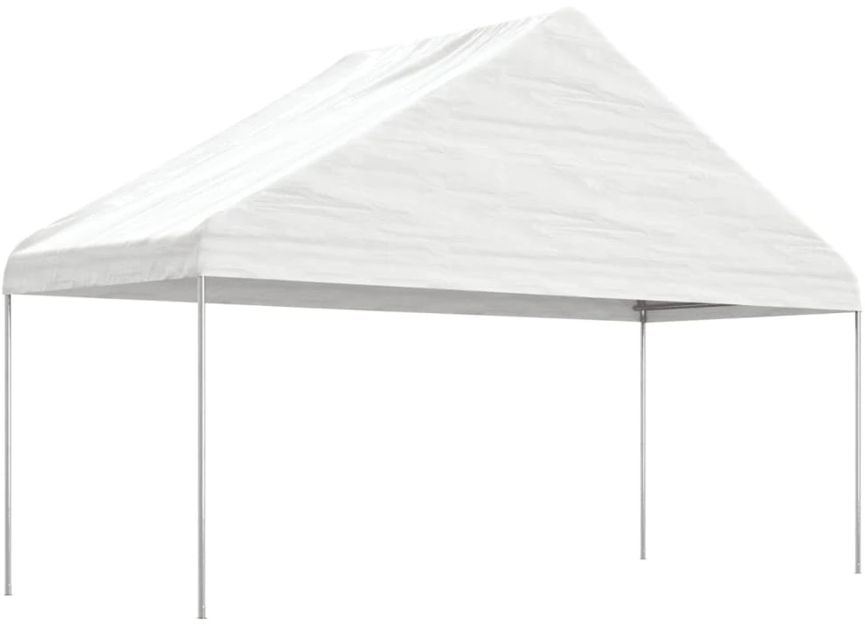Pavėsinė su stogu, balta, 5,88x2,23x3,75m, polietilenas