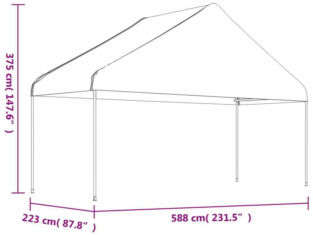 Pavėsinė su stogu, balta, 5,88x2,23x3,75m, polietilenas