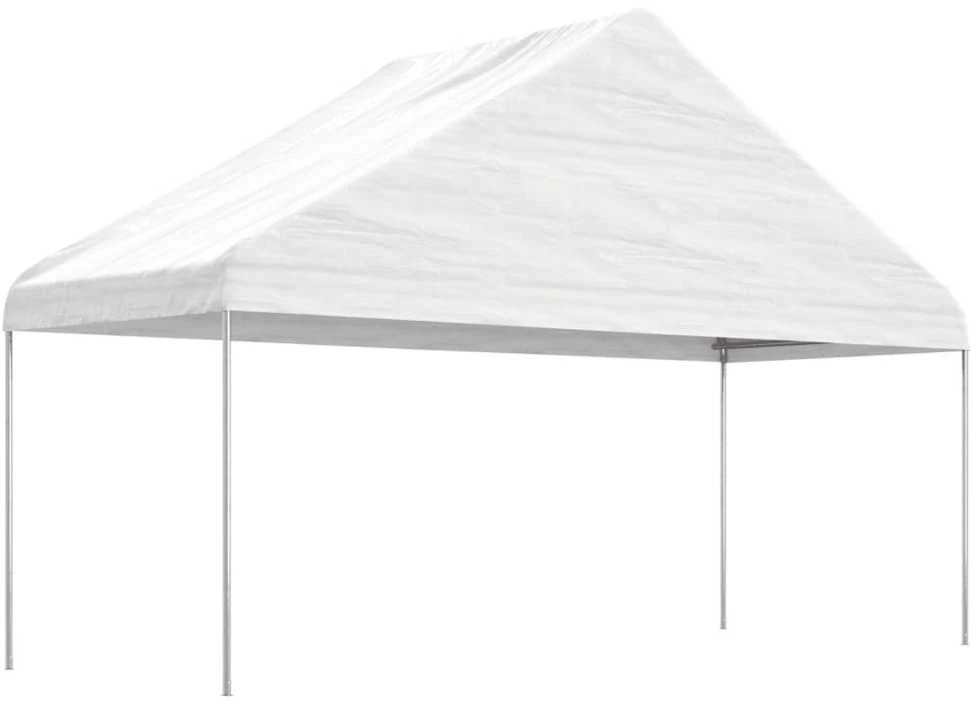 Pavėsinė su stogu, balta, 5,88x2,23x3,75m, polietilenas