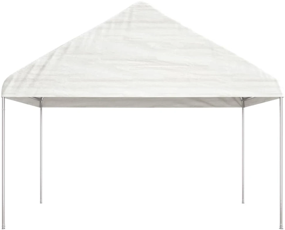 Pavėsinė su stogu, balta, 8,92x4,08x3,22m, polietilenas