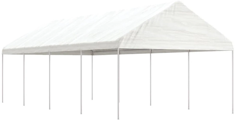 Pavėsinė su stogu, balta, 8,92x4,08x3,22m, polietilenas