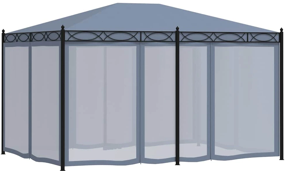 Pavėsinė su tinkleliais, antracito spalvos, 3x4m, plienas