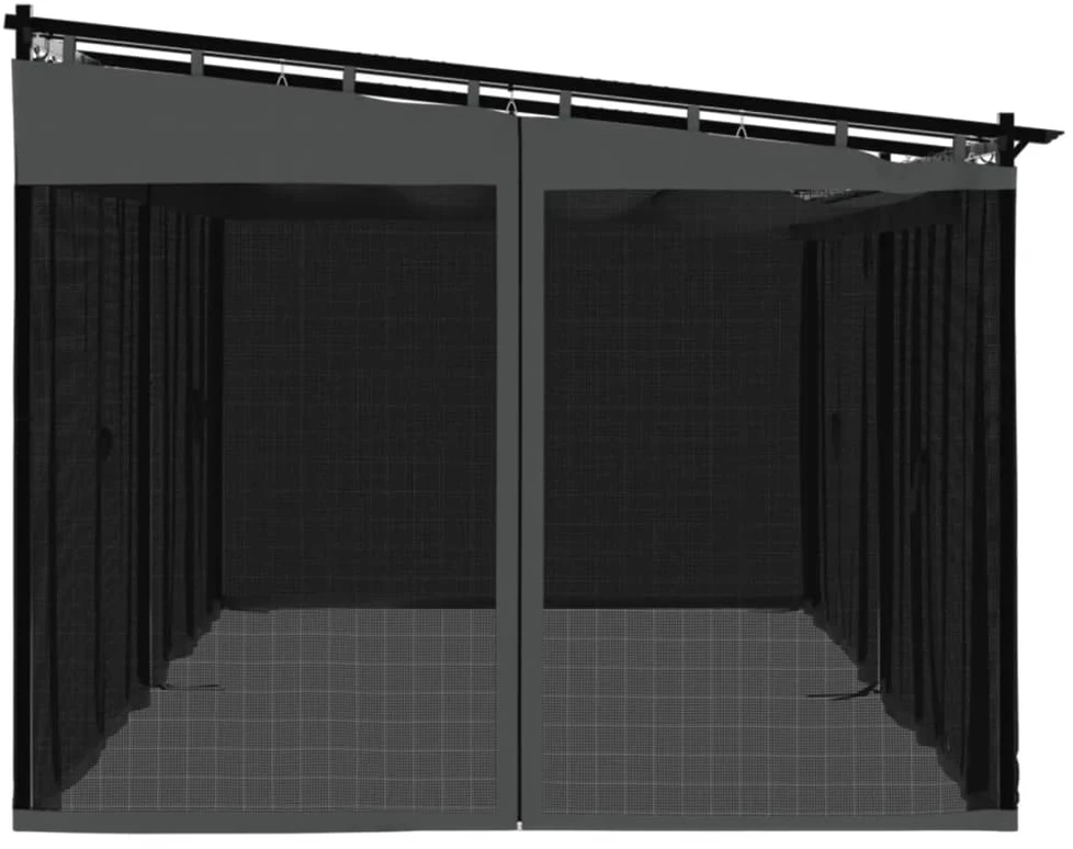 Pavėsinė su tinkleliais, antracito spalvos, 6x4m, plienas