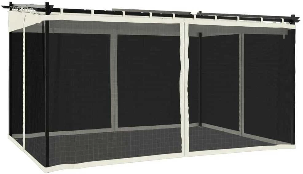 Pavėsinė su tinklelio sienelėmis, kreminė spalva, 4x3m, plieno