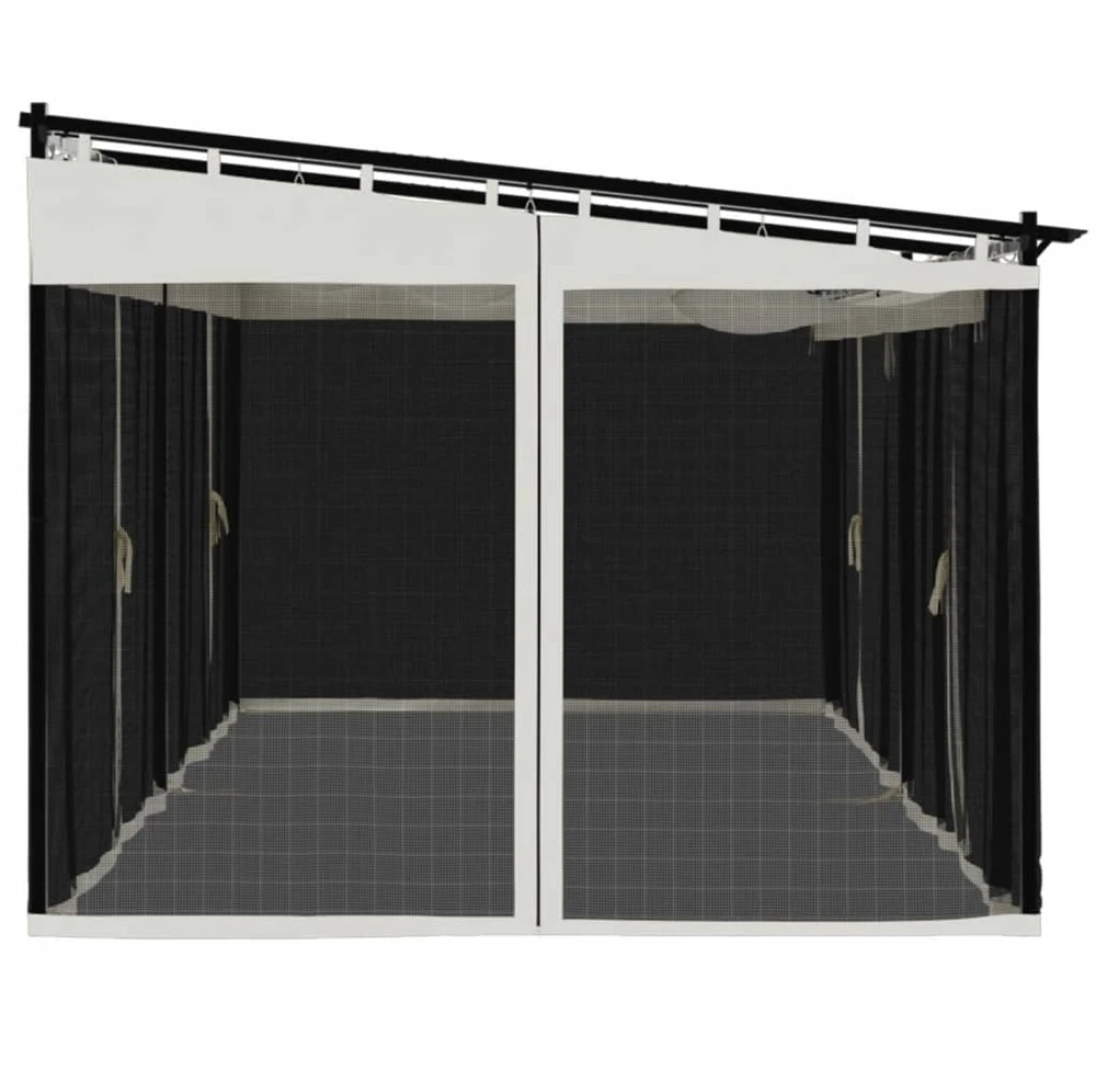 Pavėsinė su tinklelio sienelėmis, kreminė, 6x3m, plienas