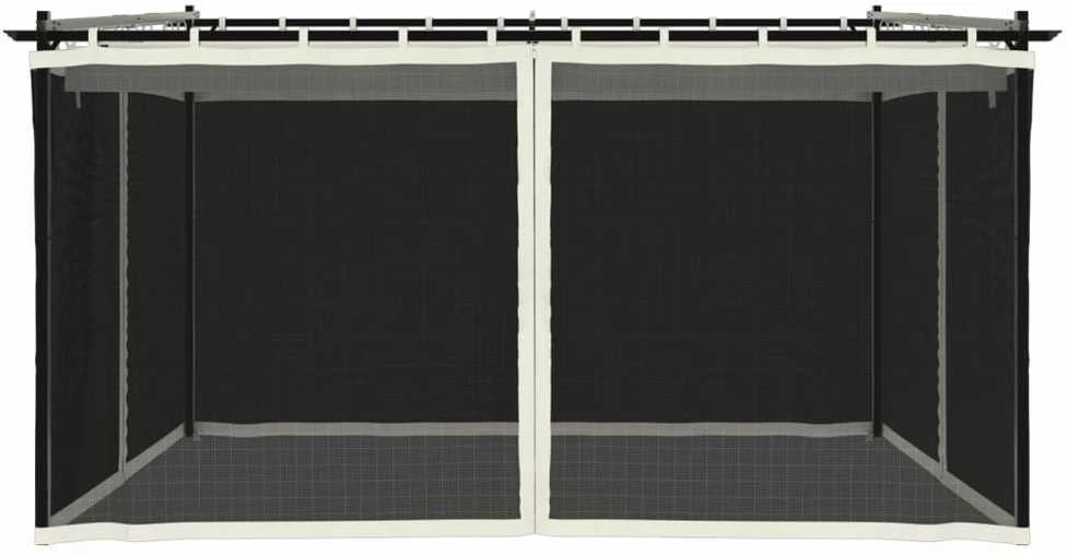 Pavėsinė su tinklelio sienelėmis, kreminė spalva, 4x3m, plieno