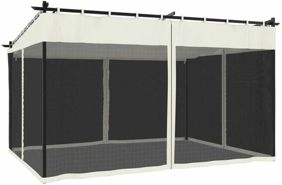 Pavėsinė su tinklelio sienelėmis, kreminė spalva, 4x3m, plieno