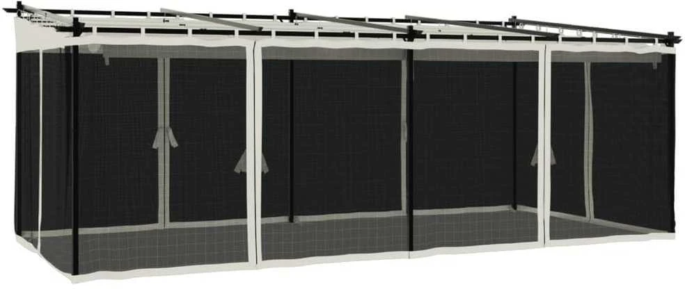 Pavėsinė su tinklelio sienelėmis, kreminė, 6x3m, plienas