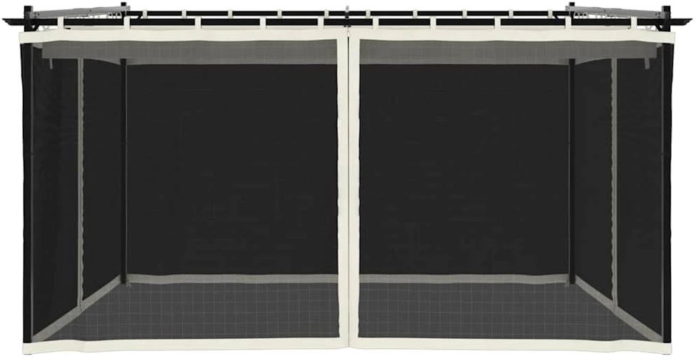Pavėsinė su tinklelio sienelėmis, kreminė spalva, 4x3m, plieno