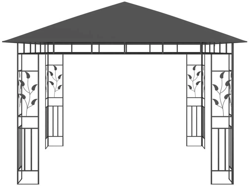 Pavėsinė su tinkleliu nuo uodų, antracito, 3x3x2,73m, 180g/m²