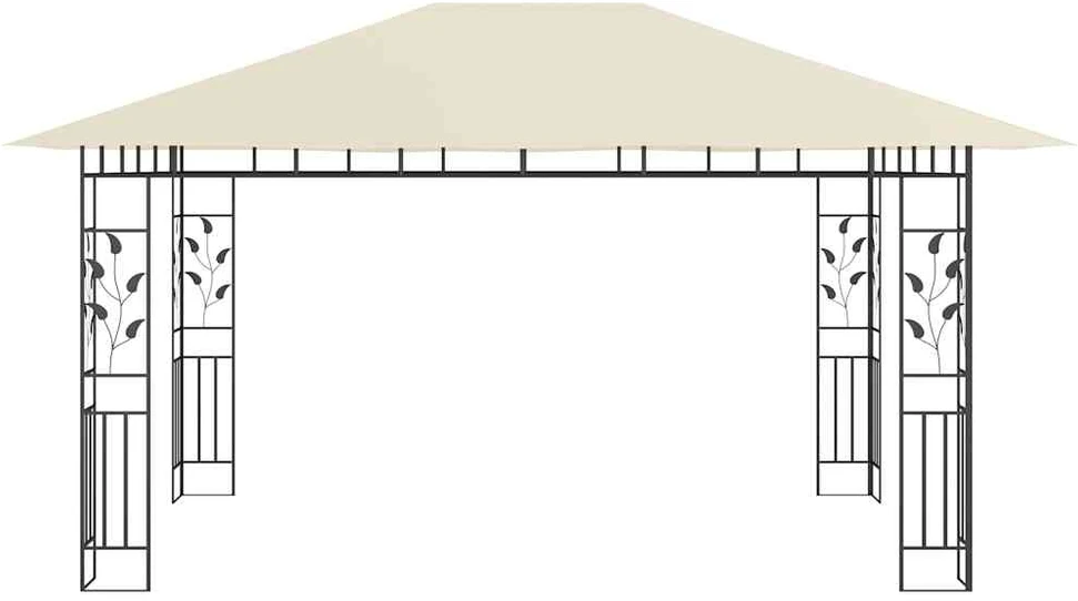 Pavėsinė su tinkleliu nuo uodų, kreminė, 4x3x2,73m, 180g/m²