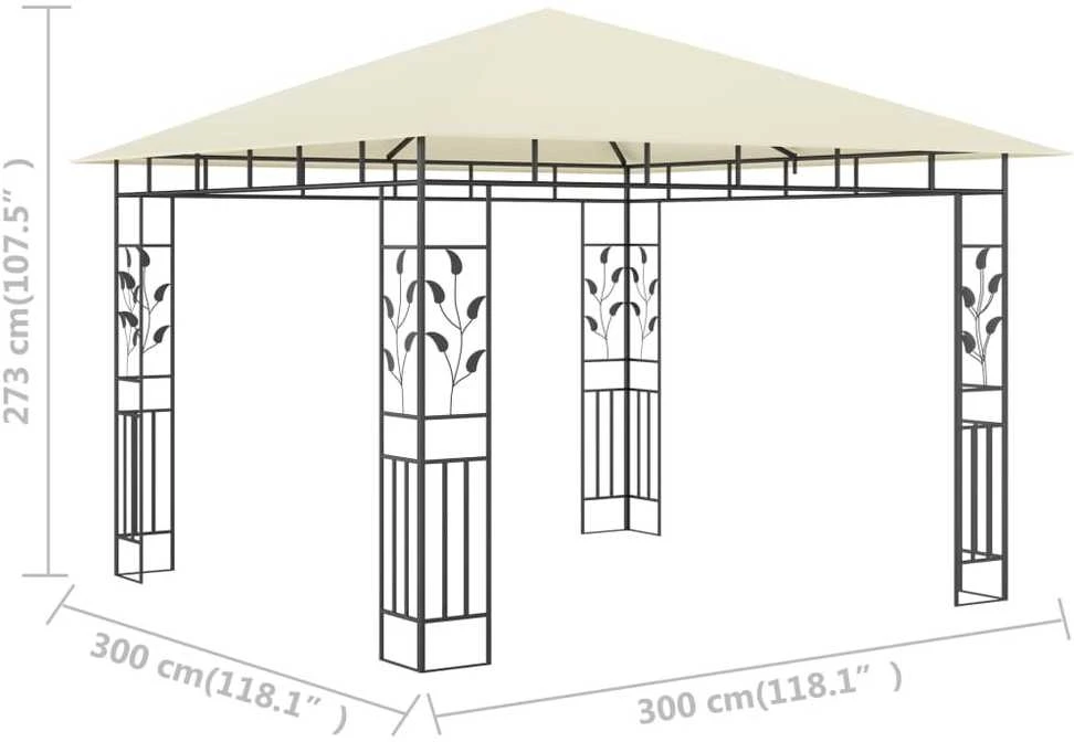 Pavėsinė su tinkleliu nuo uodų, kreminė, 3x3x2,73m, 180g/m²