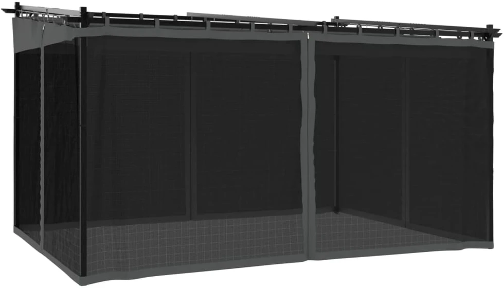 Pavėsinė su tinklinėmis sienelėmis, antracito, 4x3m, plienas