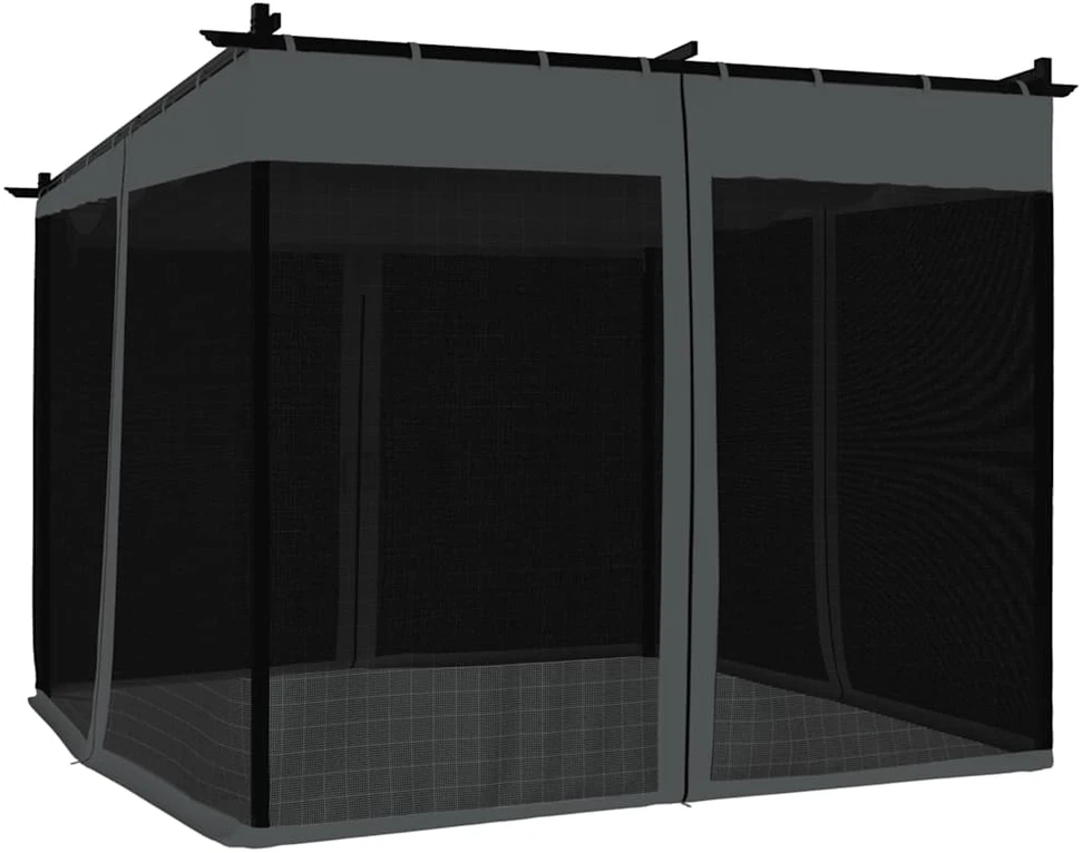 Pavėsinė su tinklinėmis sienelėmis, antracito, 3x3m, plienas