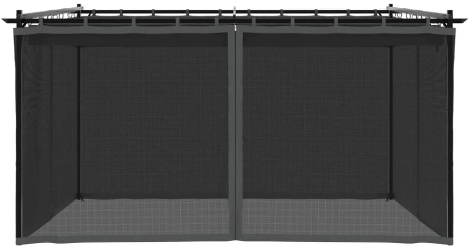 Pavėsinė su tinklinėmis sienelėmis, antracito, 4x3m, plienas