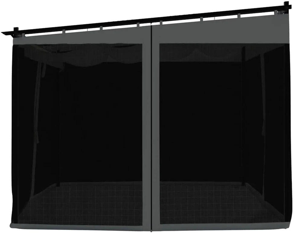 Pavėsinė su tinklinėmis sienelėmis, antracito, 3x3m, plienas