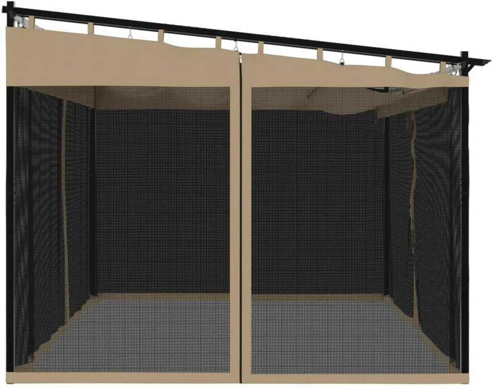 Pavėsinė su tinklinėmis sienelėmis, taupe, 4x3m, plienas