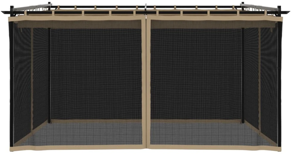 Pavėsinė su tinklinėmis sienelėmis, taupe, 4x3m, plienas