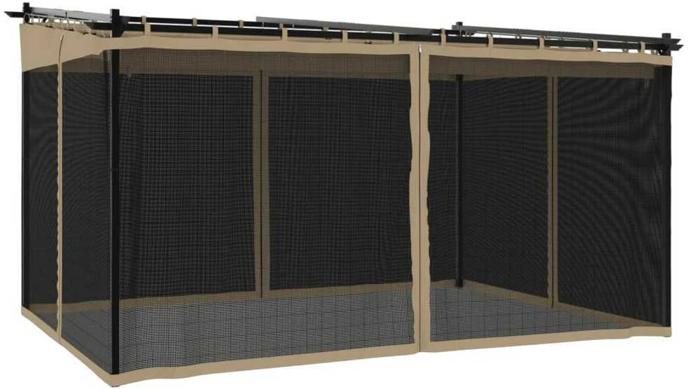 Pavėsinė su tinklinėmis sienelėmis, taupe, 4x3m, plienas