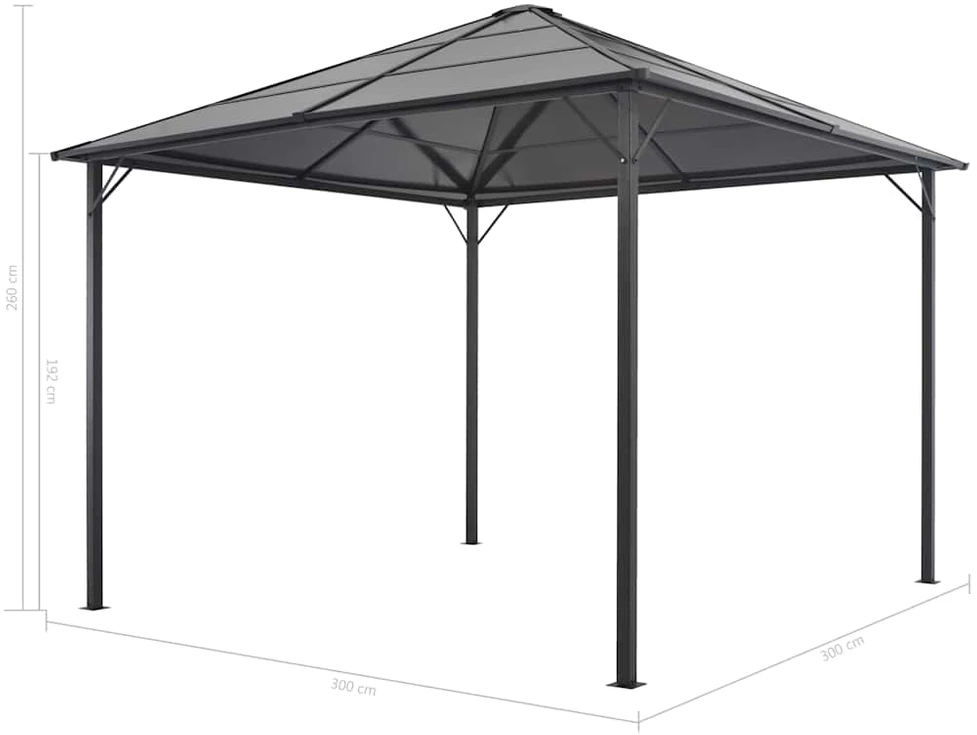 Pavėsinė su užuolaidomis, aliuminis, 3x3m, juoda