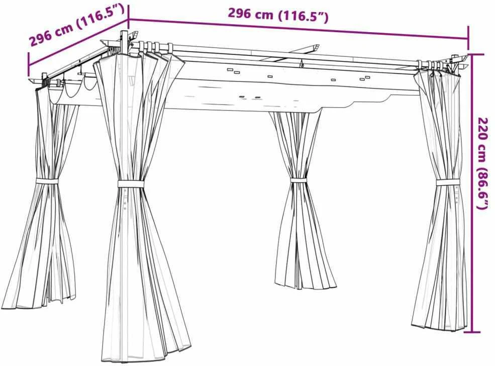Pavėsinė su užuolaidomis, antracito, 3x3m, plienas