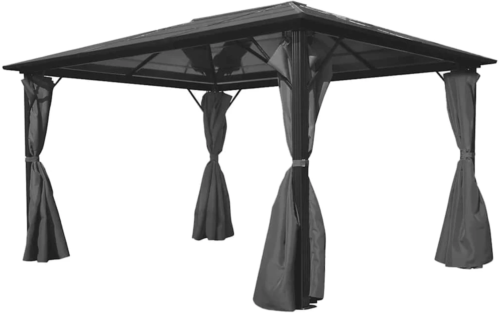 Pavėsinė su užuolaidomis, antracito sp., aliuminis, 400x300cm