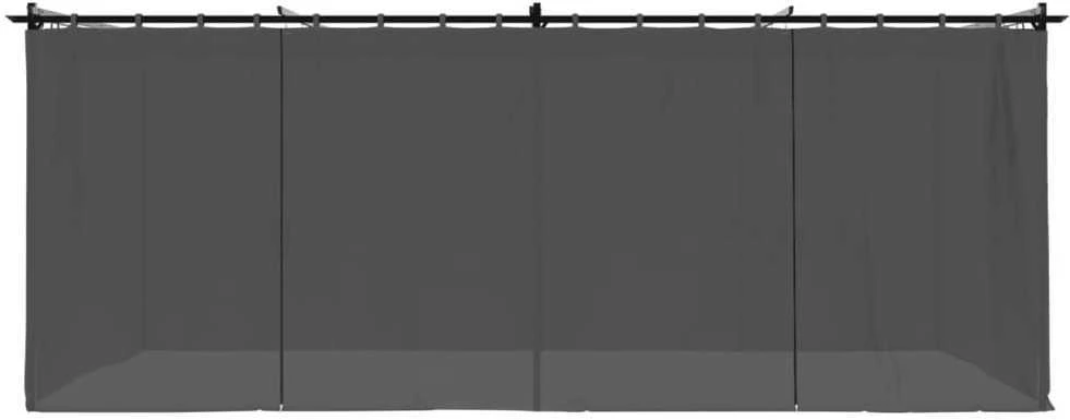 Pavėsinė su užuolaidomis, antracito spalvos, 6x3m, plienas