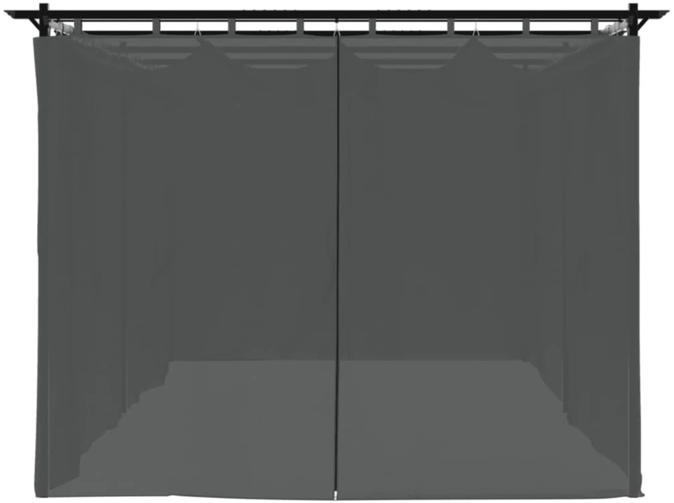 Pavėsinė su užuolaidomis, antracito spalvos, 6x3m, plienas