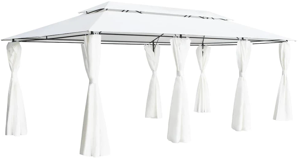 Pavėsinė su užuolaidomis, balta, 600x298x270cm, 180g/m²