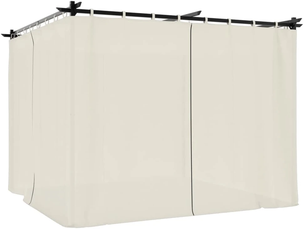Pavėsinė su užuolaidomis, kreminės, 3x3m, plienas