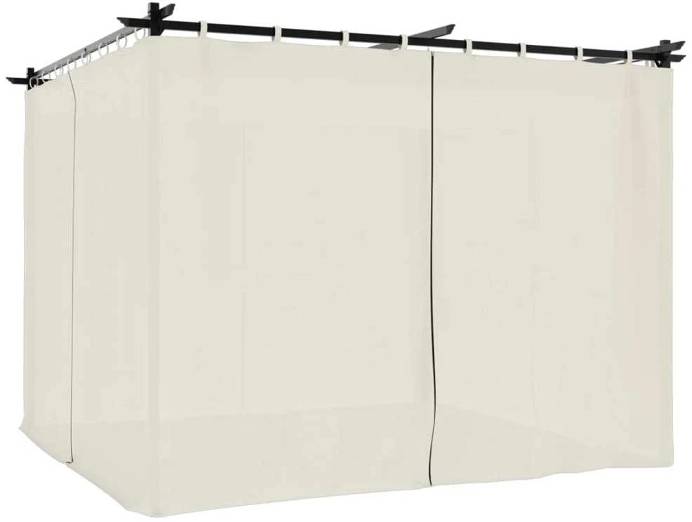Pavėsinė su užuolaidomis, kreminės, 3x3m, plienas