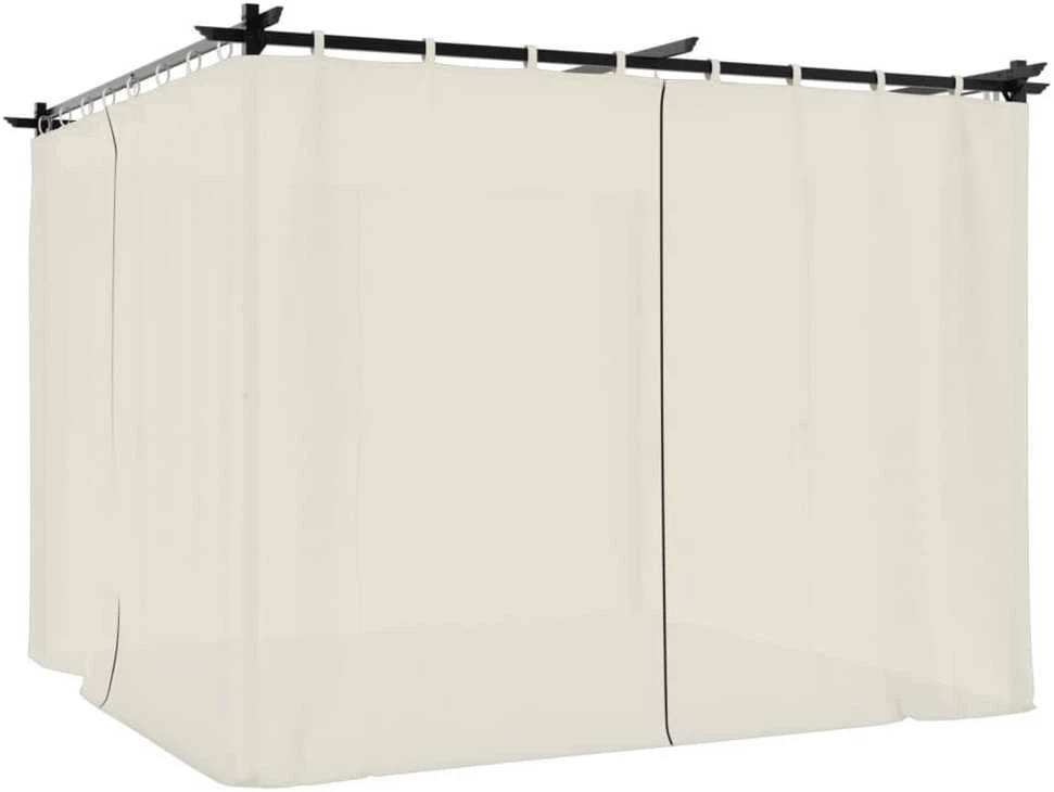 Pavėsinė su užuolaidomis, kreminės, 3x3m, plienas