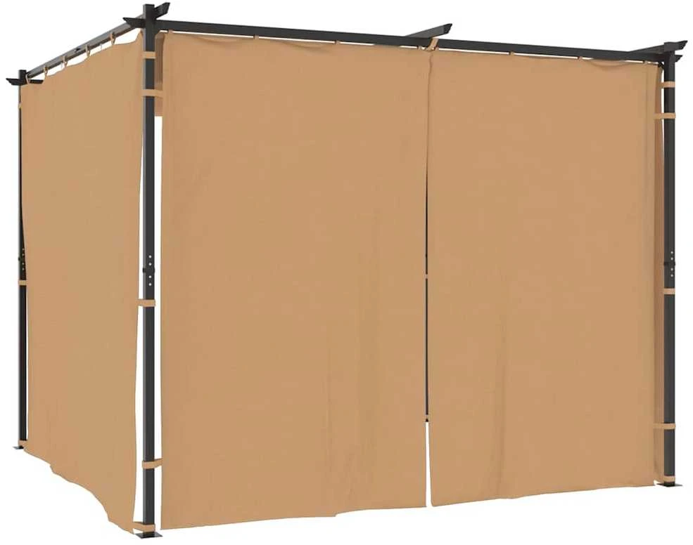 Pavėsinė su užuolaidomis, taupe spalvos, 3x3m, plienas