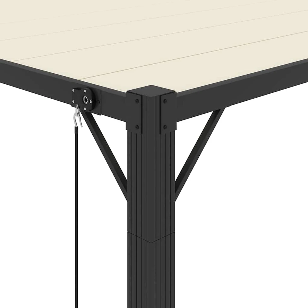 Pavėsinė su žaliuzių stogu, kreminė, 3x3m, audinys/aliuminis