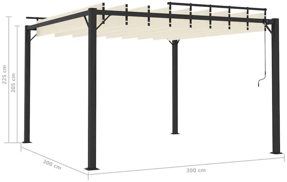 Pavėsinė su žaliuzių stogu, kreminė, 3x3m, audinys/aliuminis