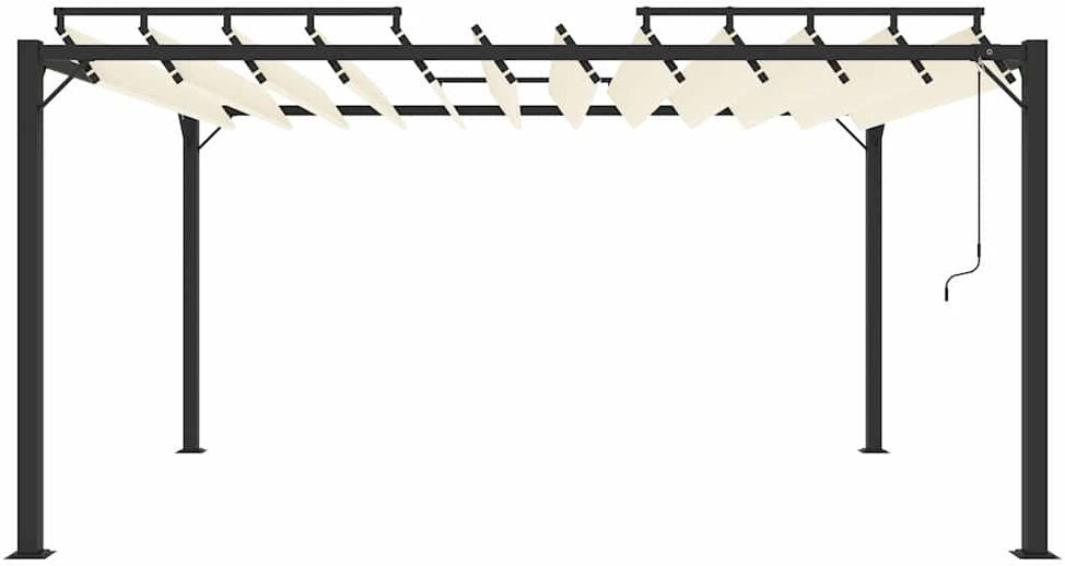 Pavėsinė su žaliuzių stogu, kreminė, 3x4m, audinys/aliuminis