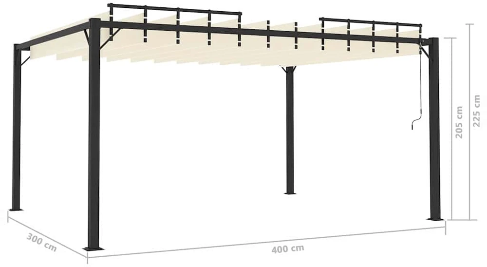 Pavėsinė su žaliuzių stogu, kreminė, 3x4m, audinys/aliuminis
