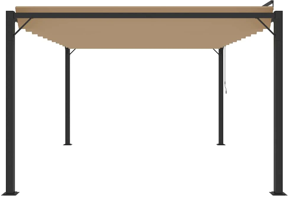 Pavėsinė su žaliuzių stogu, taupe, 3x4m, audinys/aliuminis