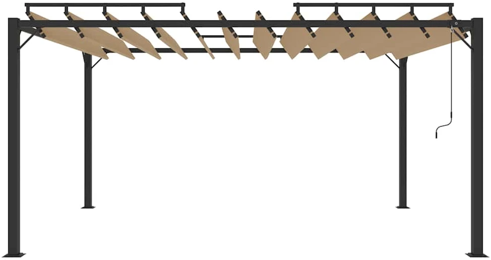 Pavėsinė su žaliuzių stogu, taupe, 3x4m, audinys/aliuminis