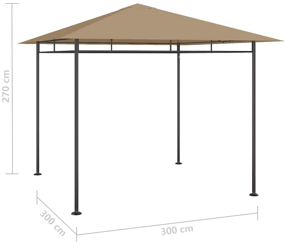 Pavėsinė, taupe spalvos, 3x3x2,7m, 180g/m²