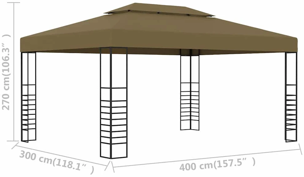 Pavėsinė, taupe spalvos, 3x4m, 180g/m²