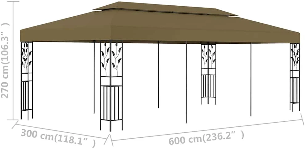 Pavėsinė, taupe spalvos, 6x3m, 180g/m²
