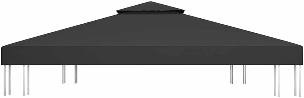 Pavėsinės uždangalas, 2 pakopų, juodas, 4x3m, 310 g/m²