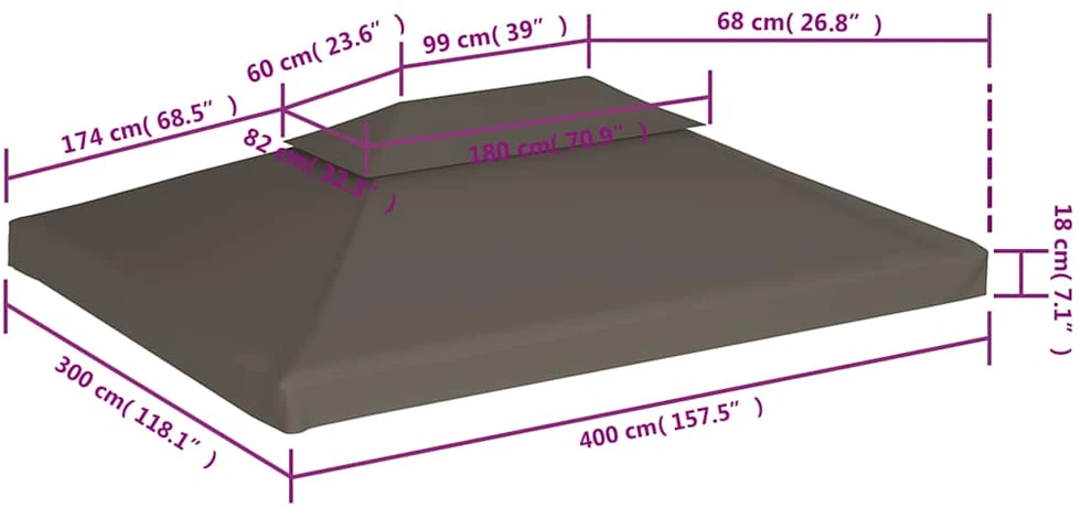 Pavėsinės uždangalas, taupe, 4x3m, 310 g/m²