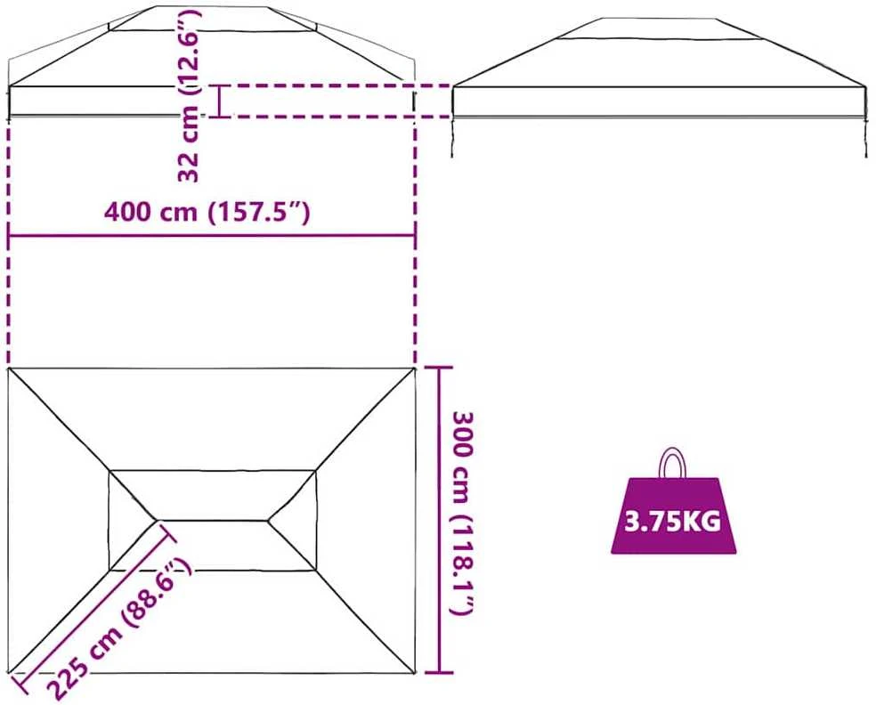 Paviliono dangos keitimas 400 x 300 x 32 cm Skaidrus PVC