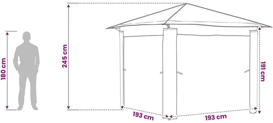Paviljonas be šoninės sienos 2,6 x 2,6 m Kremas ir rudas