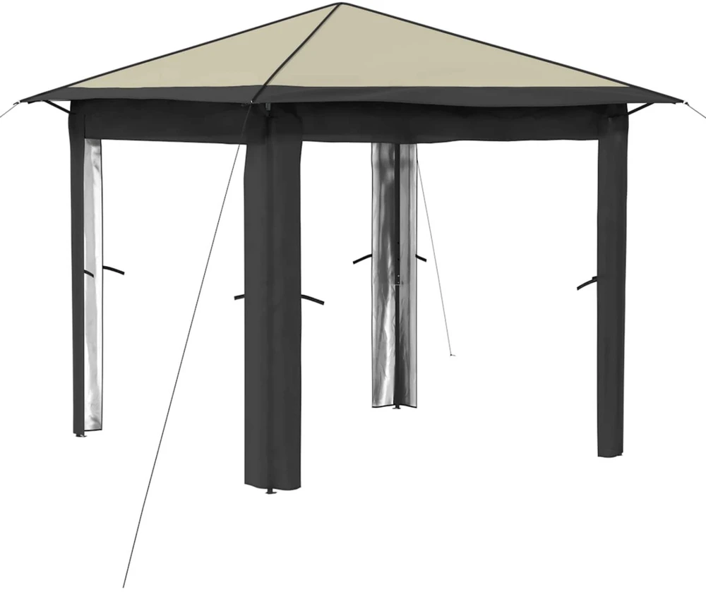 Paviljonas be šoninės sienos 2,6 x 2,6 m Kremo ir antracito