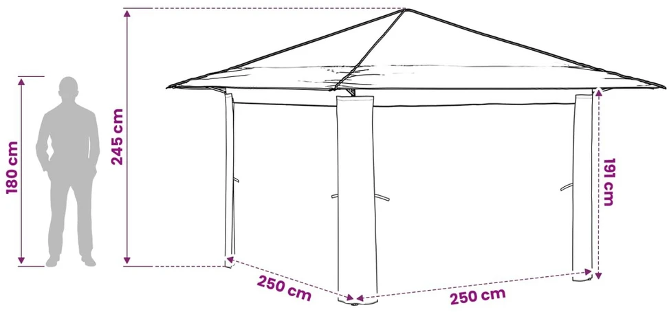 Paviljonas be šoninės sienos Kremo ir antracito